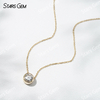 6.43mm Round Brilliant Cut Lab Diamond Bezel Set Pendant 18K Gold Diamond Necklaces