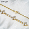 18K Solid Gold Flower Shape 3.2mm Round Brilliant Cut Lab Diamond Bracelet