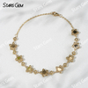 18K Solid Gold Bangles Sakura Flower Shape Lab Grown Diamond Bracelets