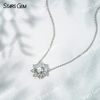 1.0ct 6.5mm Round Brilliant Cut DEF VS Lab Grown Diamond Sunflower Pendant 18K White Gold Necklace