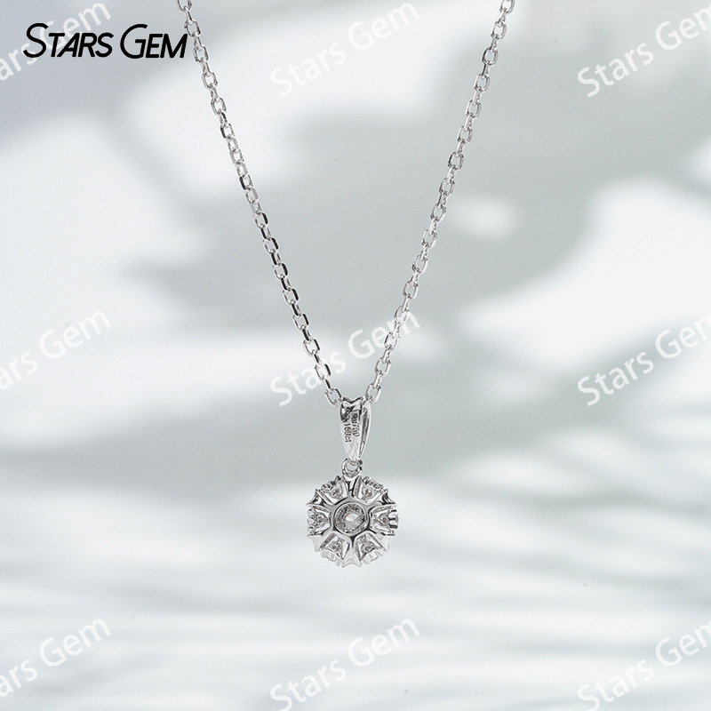 18K White Gold Necklaces 3.2mm DEF VS Round Brilliant Cut Lab Grown Diamond Pendant Necklace