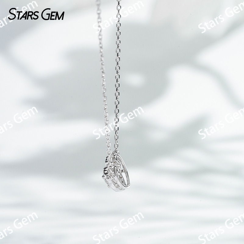 18K White Gold Necklace Round Brilliant Cut DEF VS Lab Grown Diamond Heart Shape Pendant