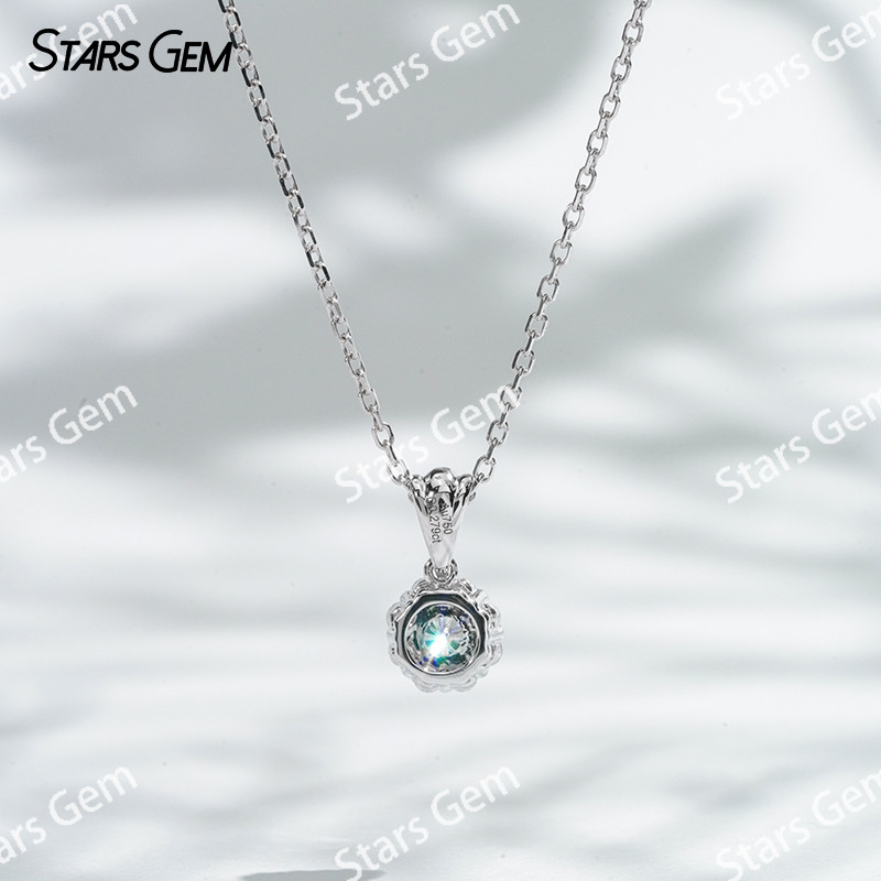 18K White Gold 3.2mm DEF VS Halo Set Round Brilliant Cut Lab Grown Diamond Pendant Necklace