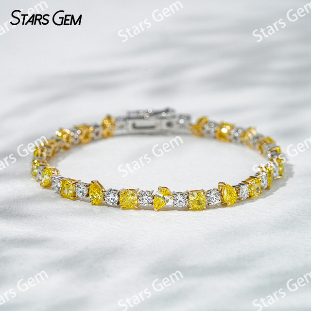 18K White Gold Fancy Shape Lab Grown Diamond Bracelet