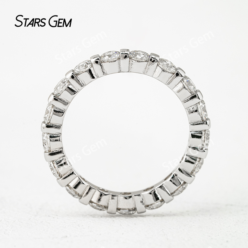 3mm Round Brilliant Cut Moissanite S925 Sterling Silver Diamond Eternity Ring