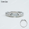 5×10mm Marquise Cut Moissanite S925 Sterling Silver Pave Engagement Ring