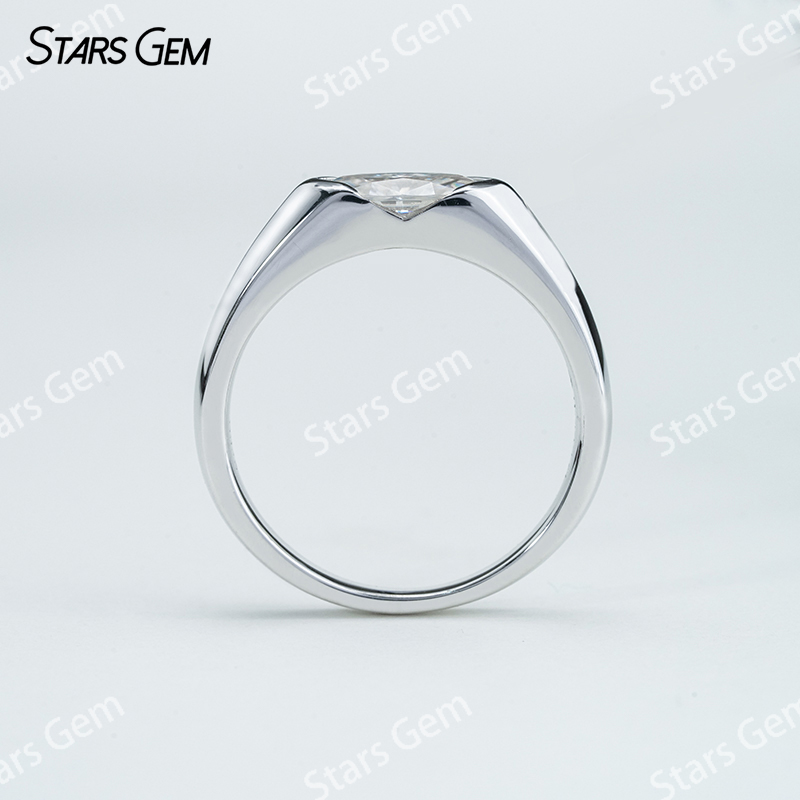 5×10mm Marquise Cut Moissanite S925 Sterling Silver Solitaire Engagement Ring