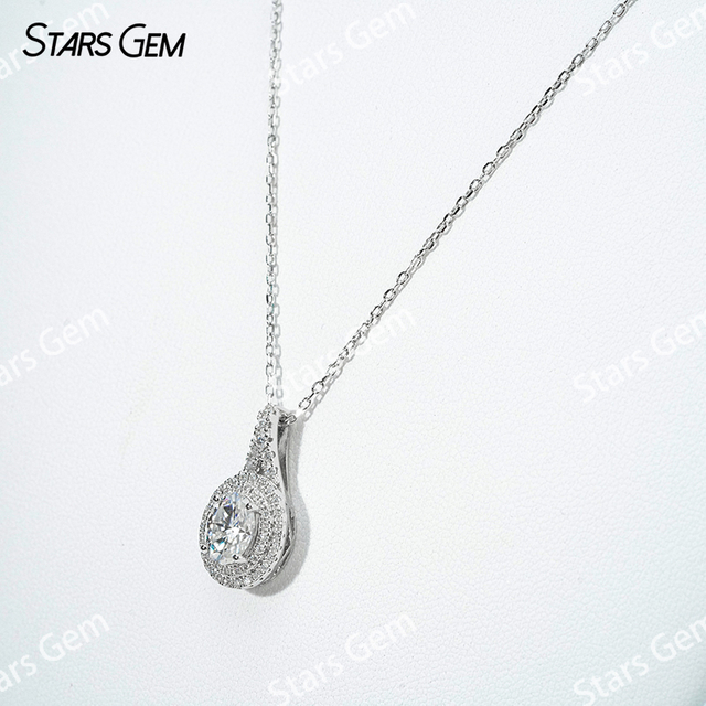 6×8mm Oval Cut Moissanite S925 Sterling Silver Diamond Pendant Necklace