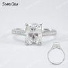 7×9mm Cushion Cut Moissanite S925 Sterling Silver Pave Engagement Ring