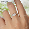 5×7mm Octagon Emerald Cut Moissanite S925 Sterling Silver Pave Engagement Ring