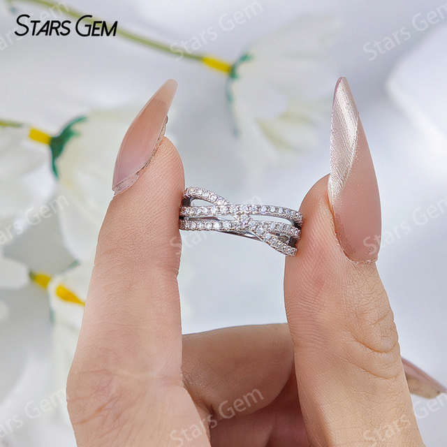 1.3mm Round Brilliant Cut Moissanite S925 Sterling Silver Diamond Eternity Ring