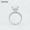 9.5×9.5mm Princess Cut Moissanite S925 Sterling Silver Pave Engagement Ring