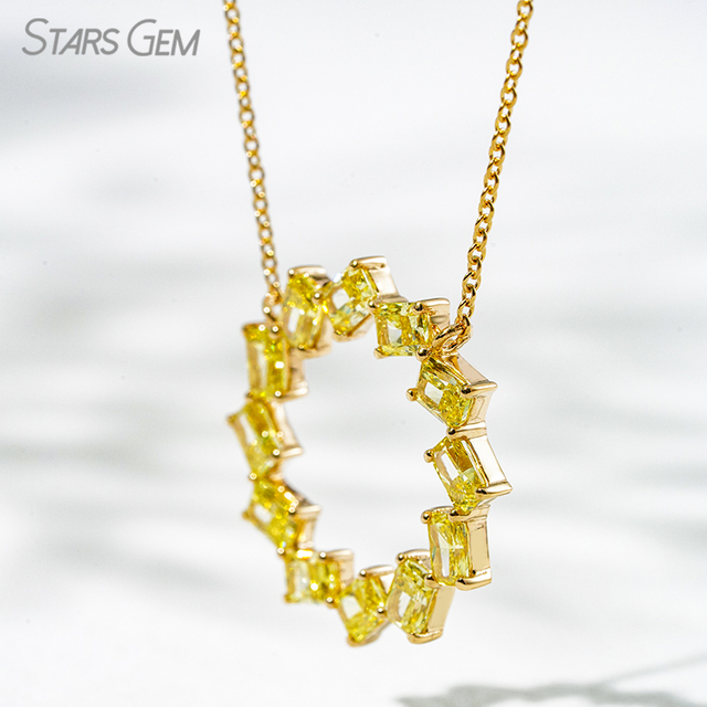 2.5×3.5mm Radiant Cut Yellow Lab Grown Diamond 18K Yellow Gold Diamond Pendant Necklace