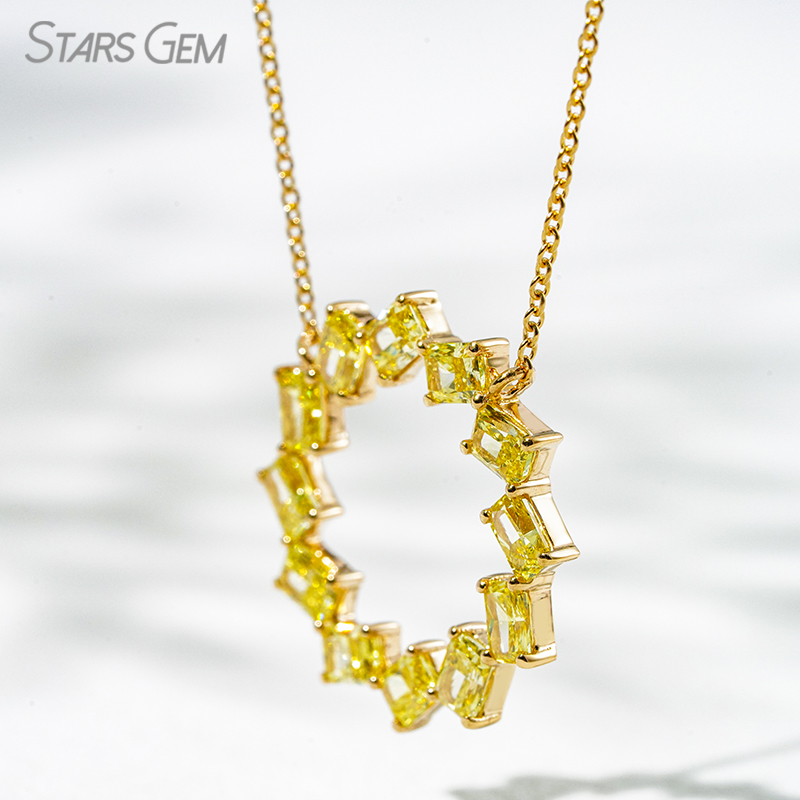 2.5×3.5mm Radiant Cut Yellow Lab Grown Diamond 18K Yellow Gold Diamond Pendant Necklace