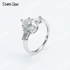 7×​9mm Pear Cut Moissanite S925 Sterling Silver Three Stone Engagement Ring