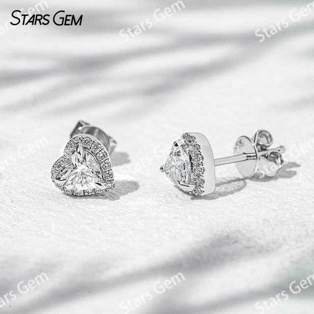 Starsgem Heart Shape Lab Diamond Earrings Jewelry 1.2ct Diamond per pair 18K Gold Lab Grown Diamond Stud Earrings