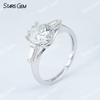 7×9mm Oval Cut Moissanite S925 Sterling Silver Three Stone Engagement Ring