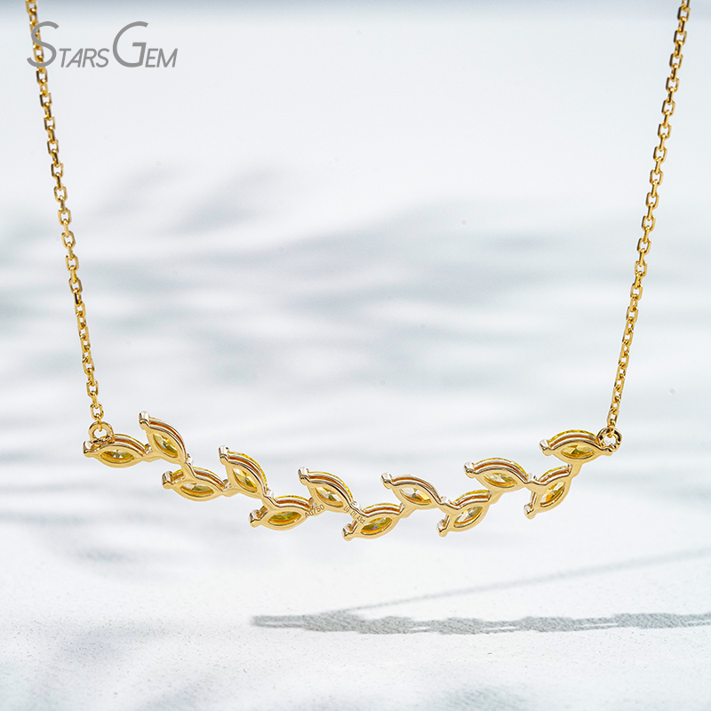 2.5×5mm Marquise Cut Yellow Lab Grown Diamond 18K Yellow Gold Diamond Pendant Necklace