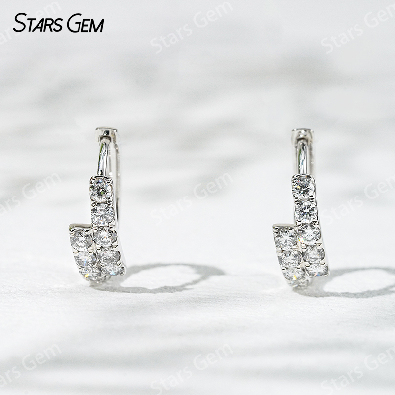 2.1mm Round Brilliant Cut Lab Grown Diamond 18K White Gold Diamond Earrings
