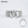 11mm Round Brilliant Cut Moissanite S925 Sterling Silver Pave Engagement Ring