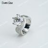 11mm Round Brilliant Cut Moissanite 6 Prongs S925 Sterling Silver Pave Engagement Ring