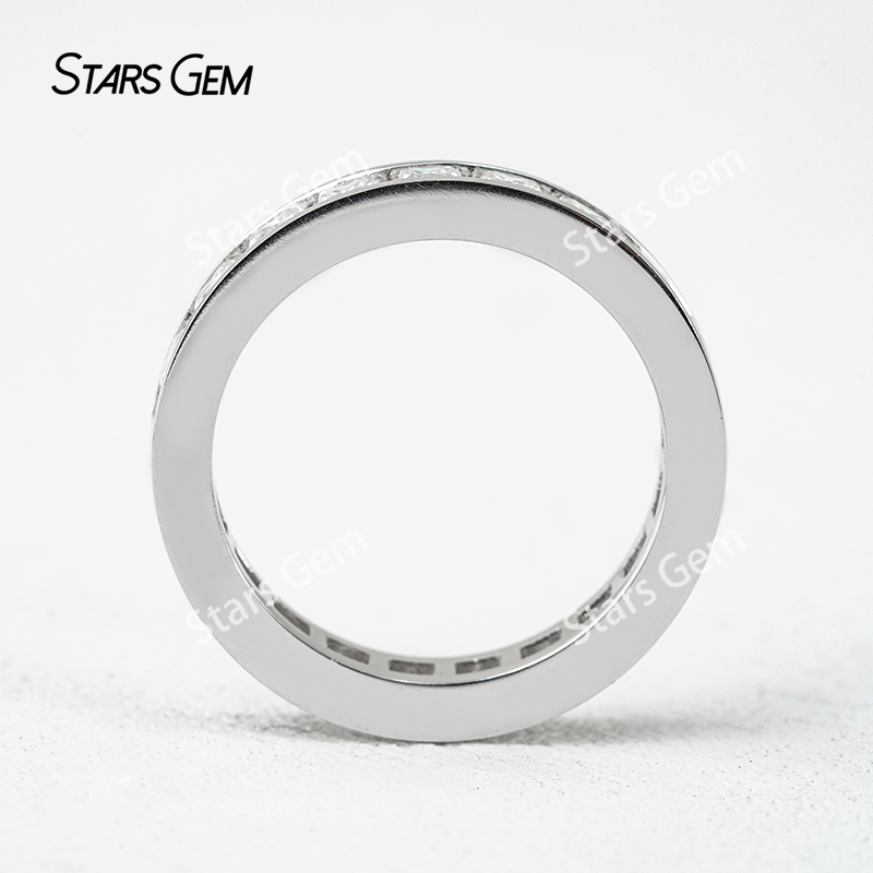 3×3mm Princess Cut Moissanite S925 Sterling Silver Diamond Eternity Ring