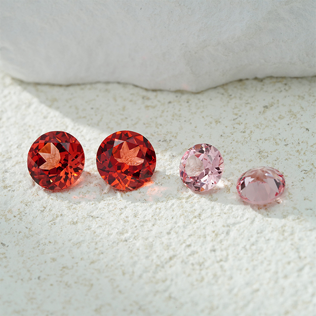 Round Brilliant Cut Pink Padparadscha Color Lab Grown Gemstones
