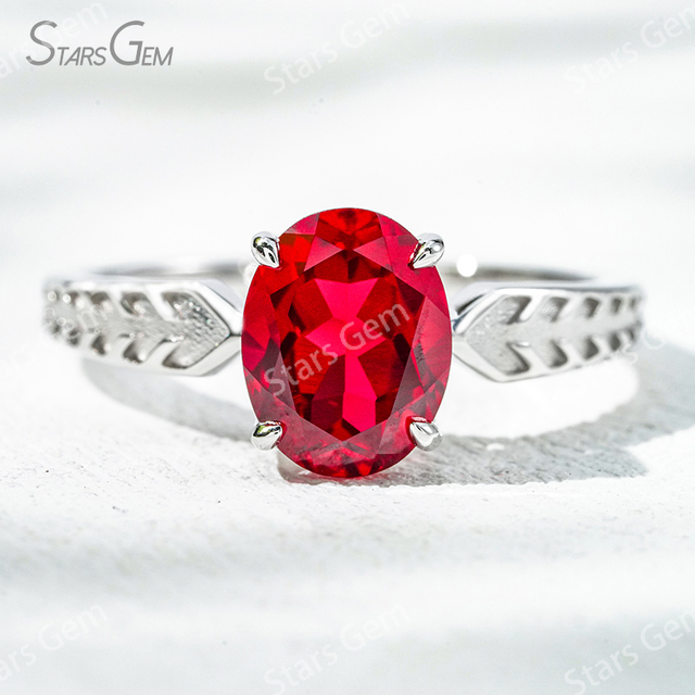 Custom Colors Gemstone Jewelry 7×9mm Oval Cut Lab Gemstones 18K Gold Solitaire Engagement Ring