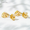 3×4.5mm Pear Cut Yellow Color Lab Grown Diamond Heart Shape Design 18K Yellow Gold Diamond Stud Earrings
