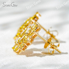 2.3×4.3mm Marquise Cut & 2×3mm Pear Cut Yellow Color Lab Grown Diamond Sunflower Design 18K Yellow Gold Diamond Stud Earrings