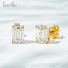 6.6×4.7mm Octagon Emerald Cut Lab Grown Diamond 4 Prongs 18K Gold Diamond Stud Earrings