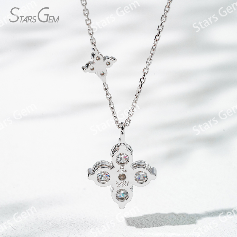 4.5mm Round Brilliant Cut Lab Grown Diamond 18K White Gold Diamond Pendant Necklace
