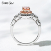 7.39×5.54mm Oval Cut Pink Lab Grown Diamond 18K White Gold Halo Engagement Ring