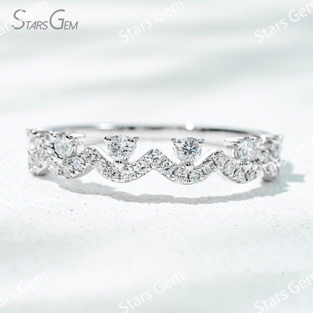 2mm Round Brilliant Cut Lab Grown Diamond 18K Gold Half circle Diamond Eternity Ring