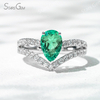 6×9mm Pear Cut Lab Grown Emerald 18K Gold Pave Engagement Ring