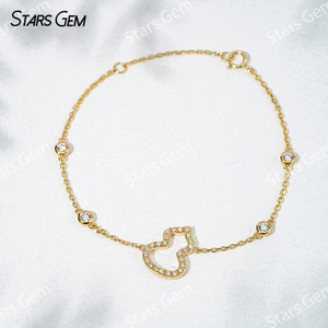 1.4mm & 2.8mm Round Brilliant Cut Lab Grown Diamond Gourd Shape 18K Gold Diamond Bracelet