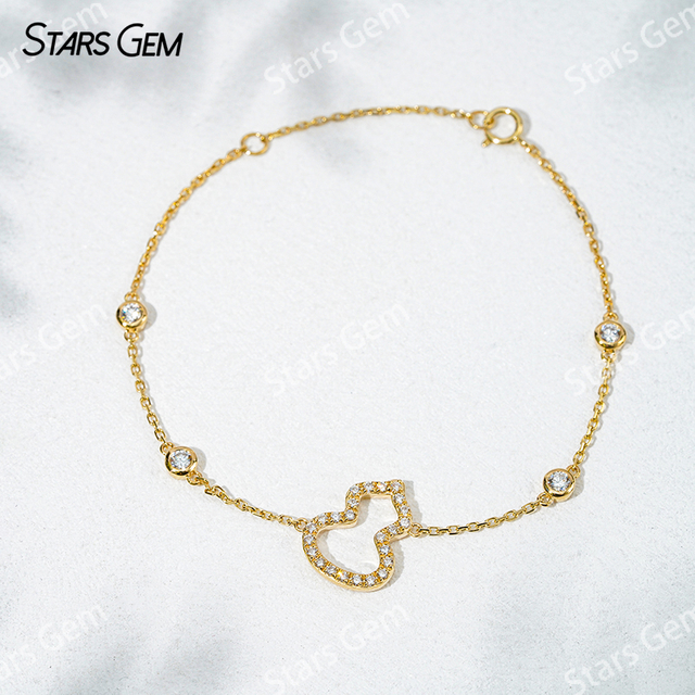 1.4mm & 2.8mm Round Brilliant Cut Lab Grown Diamond Gourd Shape 18K Gold Diamond Bracelet