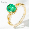 7×9mm Oval Cut Lab Gemstones With Winding Band 18K Gold Solitaire Engagement Ring