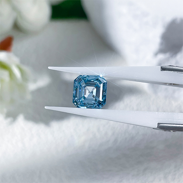 Fancy Blue Color Asscher Cut CVD Lab Grown Diamond with IGI
