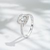 18K White Gold Pavé Halo Set 0.5 carat Round Brilliant Cut Lab Diamond Engagement Ring 