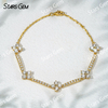 18K Solid Gold Flower Shape 3.2mm Round Brilliant Cut Lab Diamond Bracelet