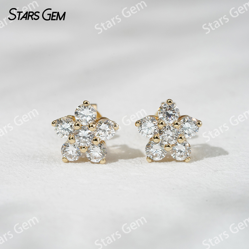 Starsgem 3.2mm Round Brilliant Cut Lab Grown Diamond 18K Gold Diamond Stud Earrings
