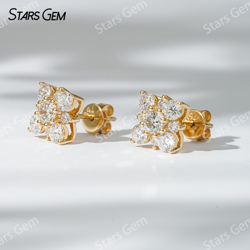 Starsgem 3.6mm Round Brilliant Cut Lab Grown Diamond 18K Yellow Gold Diamond Stud Earrings