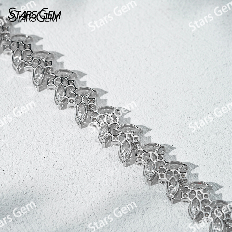 18K White Gold Fancy Shape 3×6mm Marquise Cut Lab Grown Diamond Bracelet