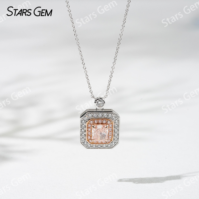 1.0 Carat Radiant Cut Pink Lab Grown Diamond Pendant 18K Gold Necklace