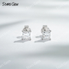 Starsgem 4×4mm Princess Cut Lab Grown Diamond 18K White Gold Diamond Stud Earrings