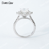 8×10mm Radiant Cut Moissanite S925 Sterling Silver Halo Engagement Ring