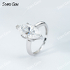 7×14mm Marquise Cut Moissanite S925 Sterling Silver Solitaire Engagement Ring