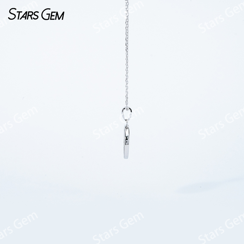 0.8mm Round Brilliant Cut Moissanite S925 Sterling Silver Diamond Pendant Necklace