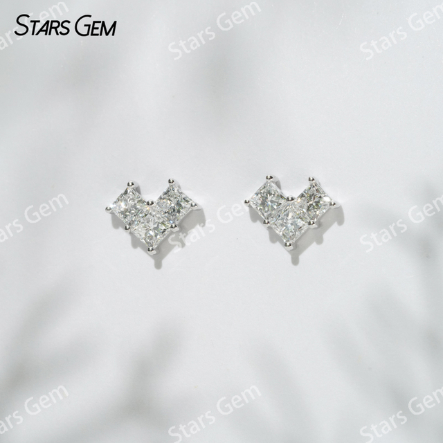 3×3mm Princess Cut Lab Grown Diamond 18K White Gold Diamond Stud Earrings